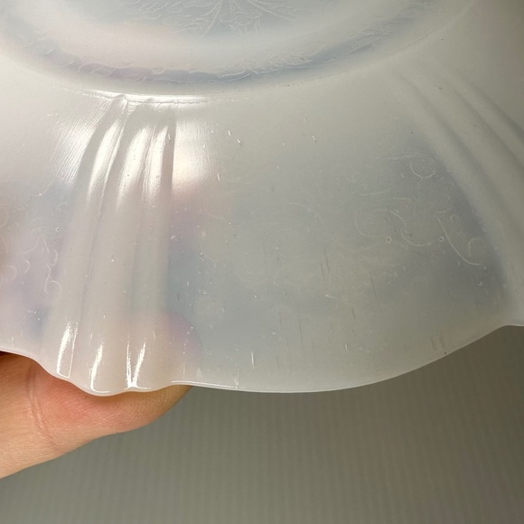 3 Elegant American Sweetheart Monax White Opalescent Glass 6" Tea Cup Saucers - Picture 7 of 16